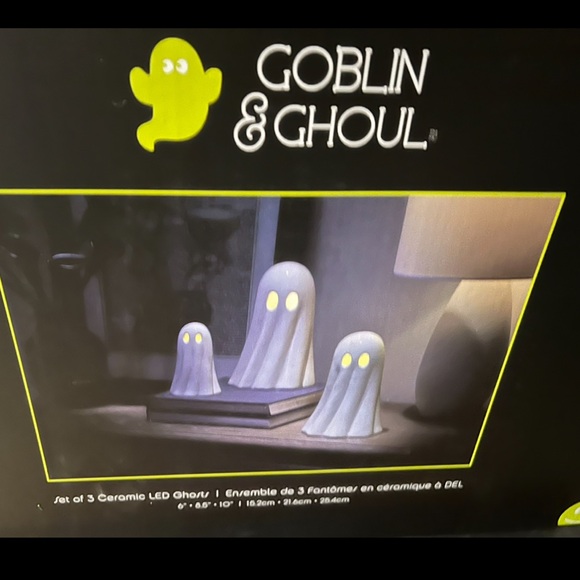 Goblin & Ghoul Set Of 3 LED Halloween Ghosts Viral Ceramic Trio New in box - Picture 1 of 1